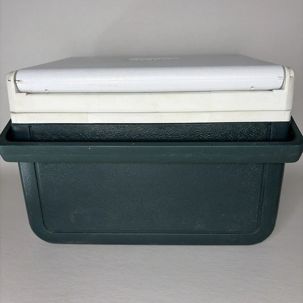 Vintage Coleman 6 Pk 5 Qt Lunch Box Dark Green White Cooler Model 5205